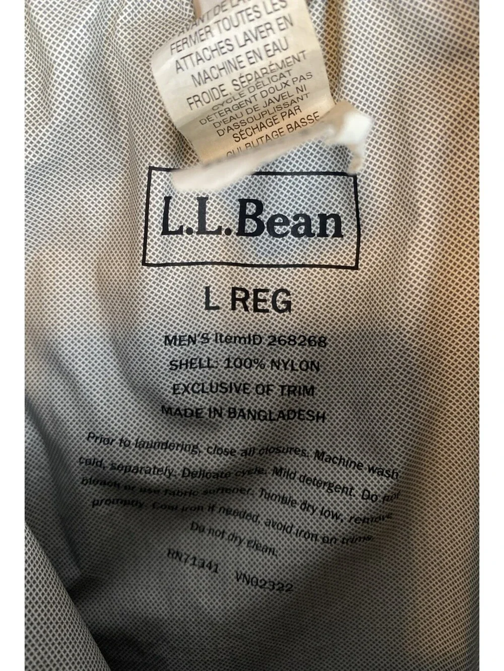 LL Bean Men’s L Pants Nylon Straight Leg Black Windbreaker Hiking